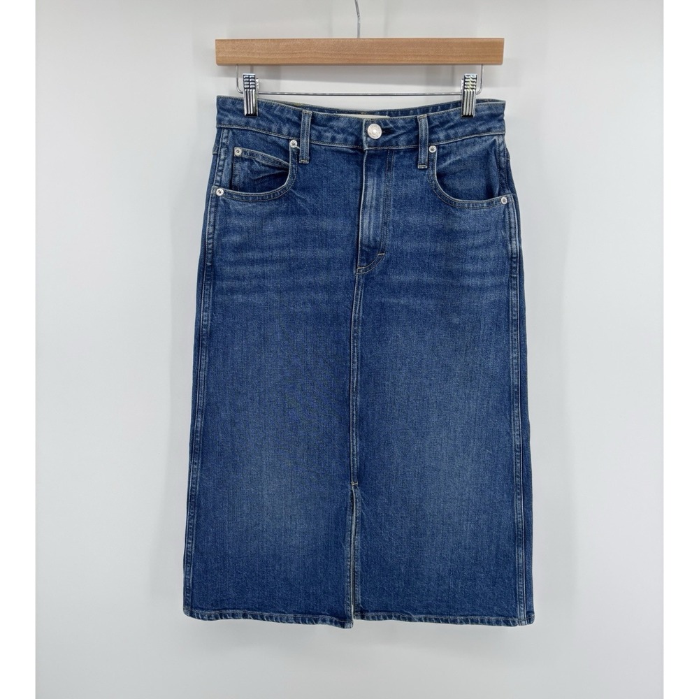 Amo Amelia Denim Jean Skirt Women's Sz 28 Midi Preppy Classic Momcore $264